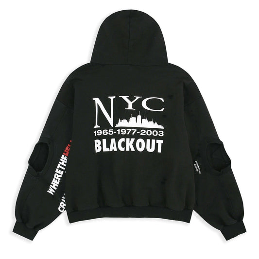 Reconstructed Sweatshirt Zip Hoodie - Black