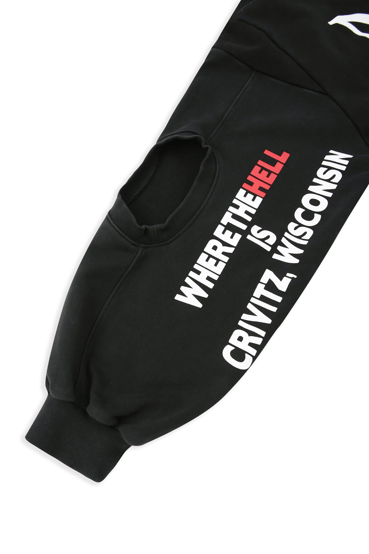 Reconstructed Sweatshirt Zip Hoodie - Black
