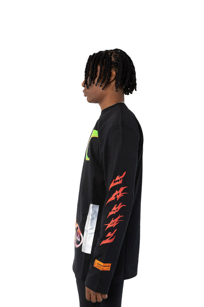 Heron Preston OS Global Collage Long Sleeve T-shirt in Black