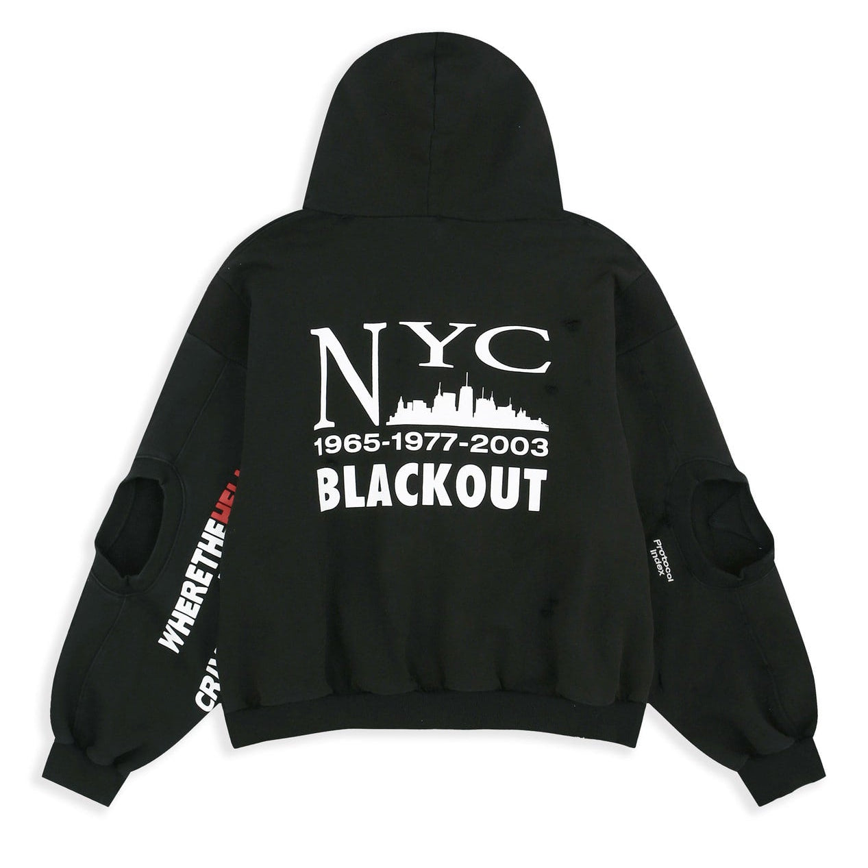 Reconstructed Sweatshirt Zip Hoodie - Black