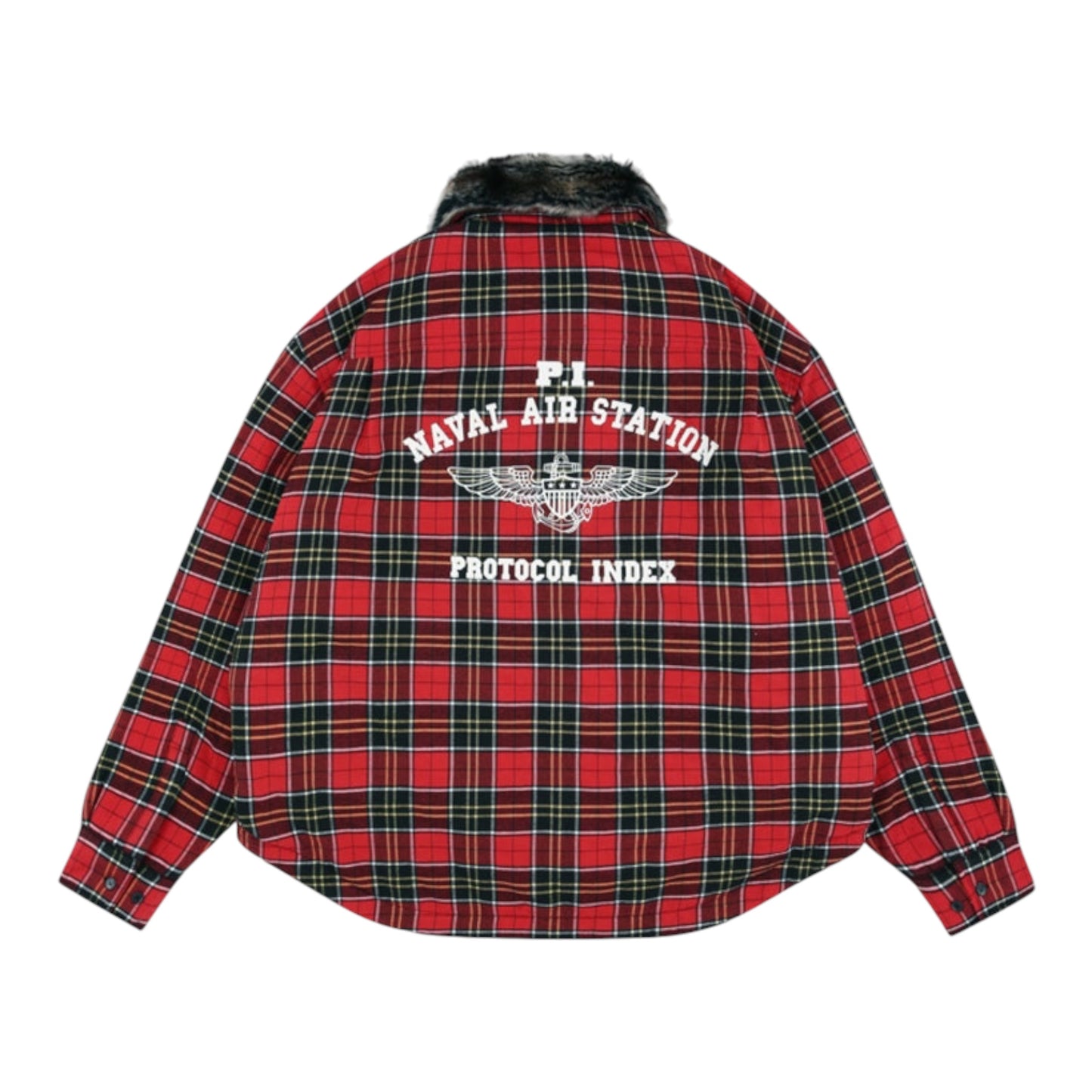 Protocol Index Fur Collar Flannel Check Shirt Jacket