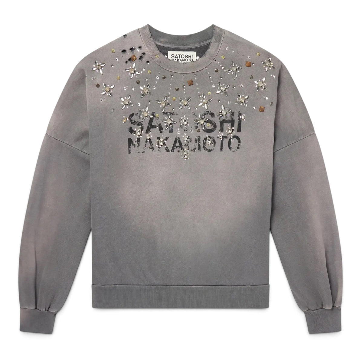 Satoshi Nakamoto Crystal Castle Crewneck Washed Grey