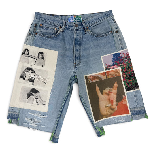 *Better With Age Mitzvah Tripe Wide Long Denim Short Indigo