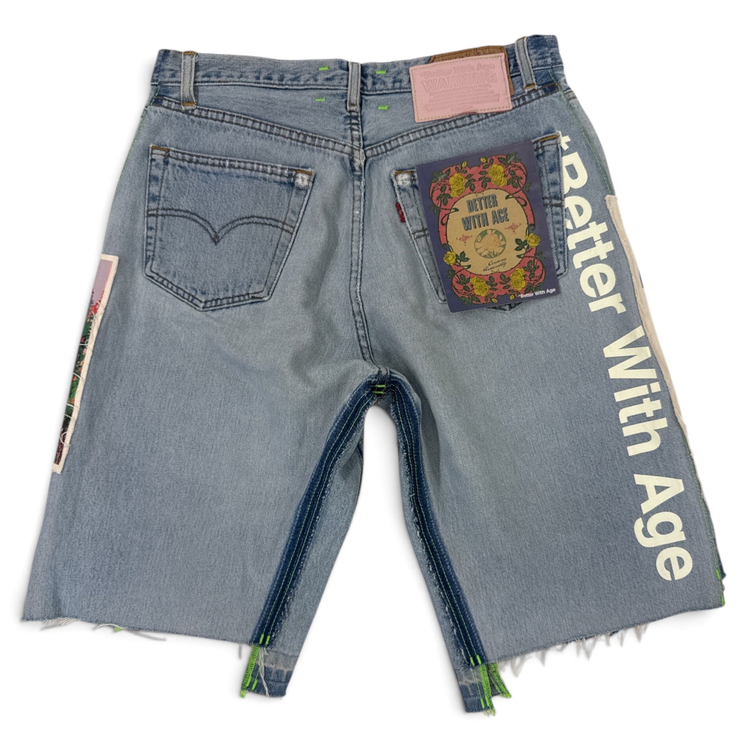 *Better With Age Mitzvah Tripe Wide Long Denim Short Indigo