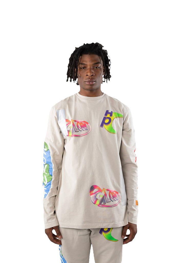 Heron Preston OS Global Collage Long Sleeve in Grey – ONE51