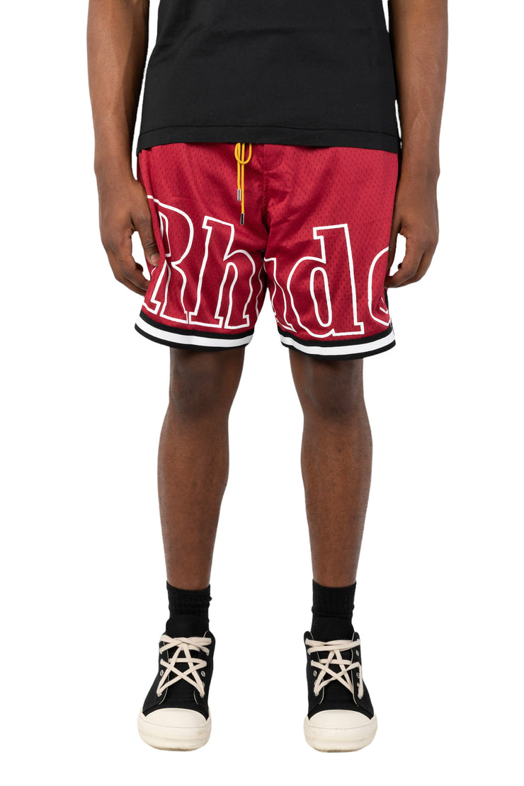 Rhude Cord Logo Shorts Maroon
