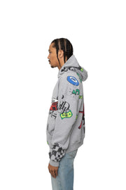 Rhude Doodle Hoodie Heather Grey