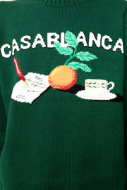 Casablanca Crewneck Orange Knit Jumper Green