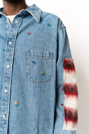 Marni Embroidered Striped Patch Denim Shirt