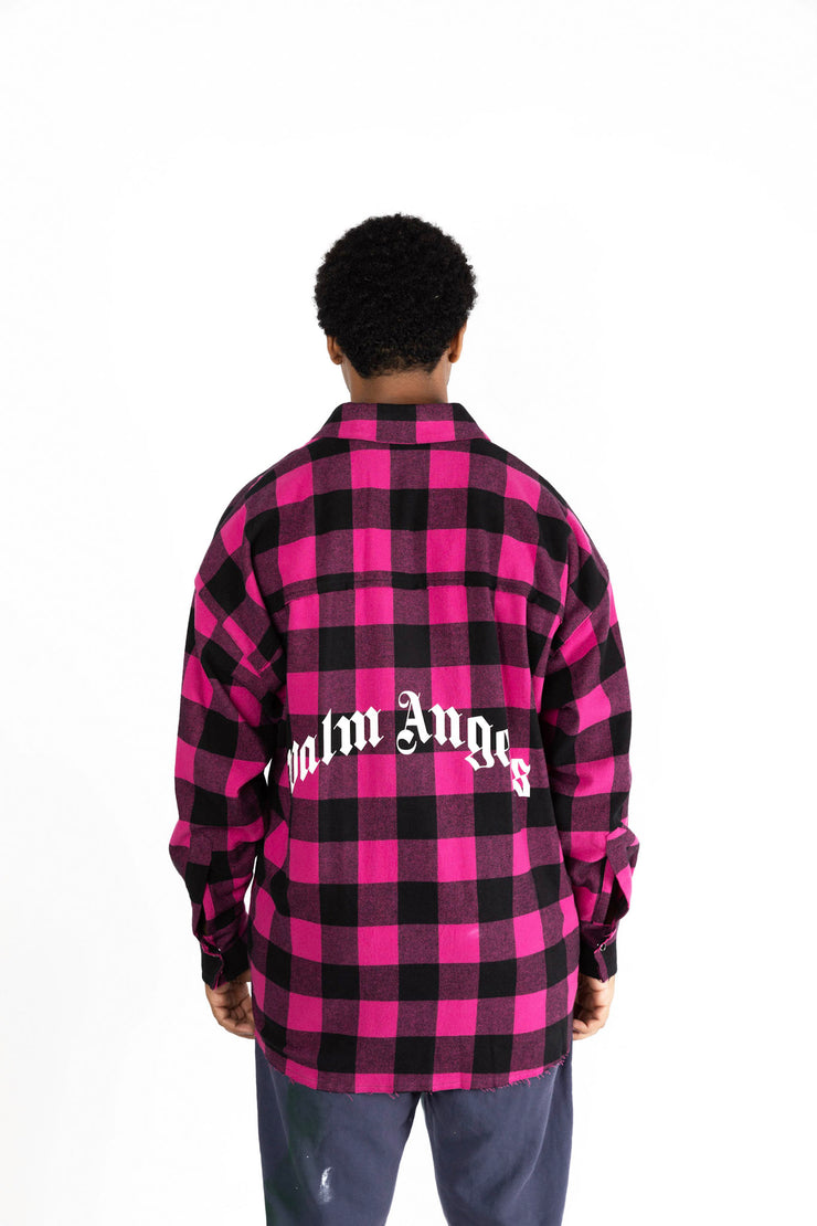 Palm Angels Curved Logo Overshirt in Pink