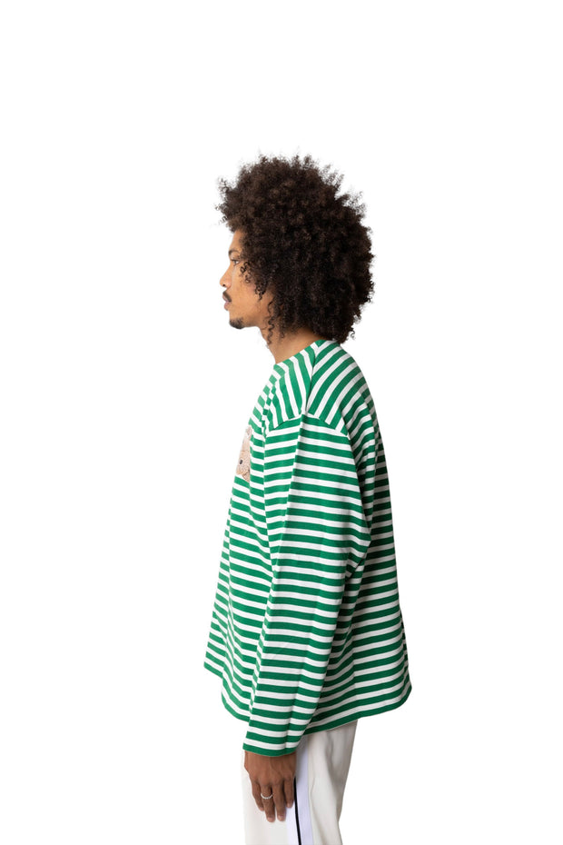 Palm Angels PA Bear Stripes Breton Tee Green