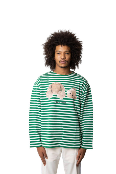 Palm Angels PA Bear Stripes Breton Tee Green