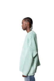 Ambush Patchwork Knit Crewneck Green Lilly