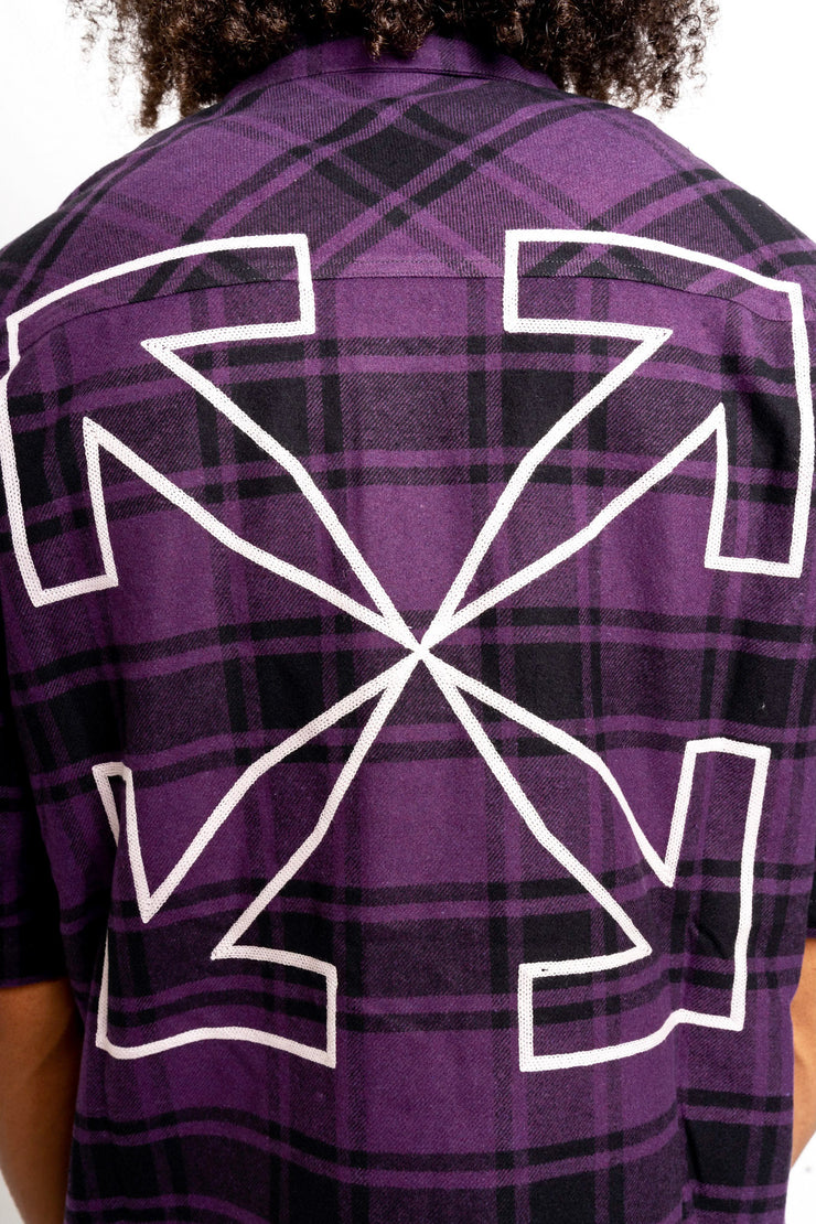 Off-White Outline Arrow Flannel SS Aubergine