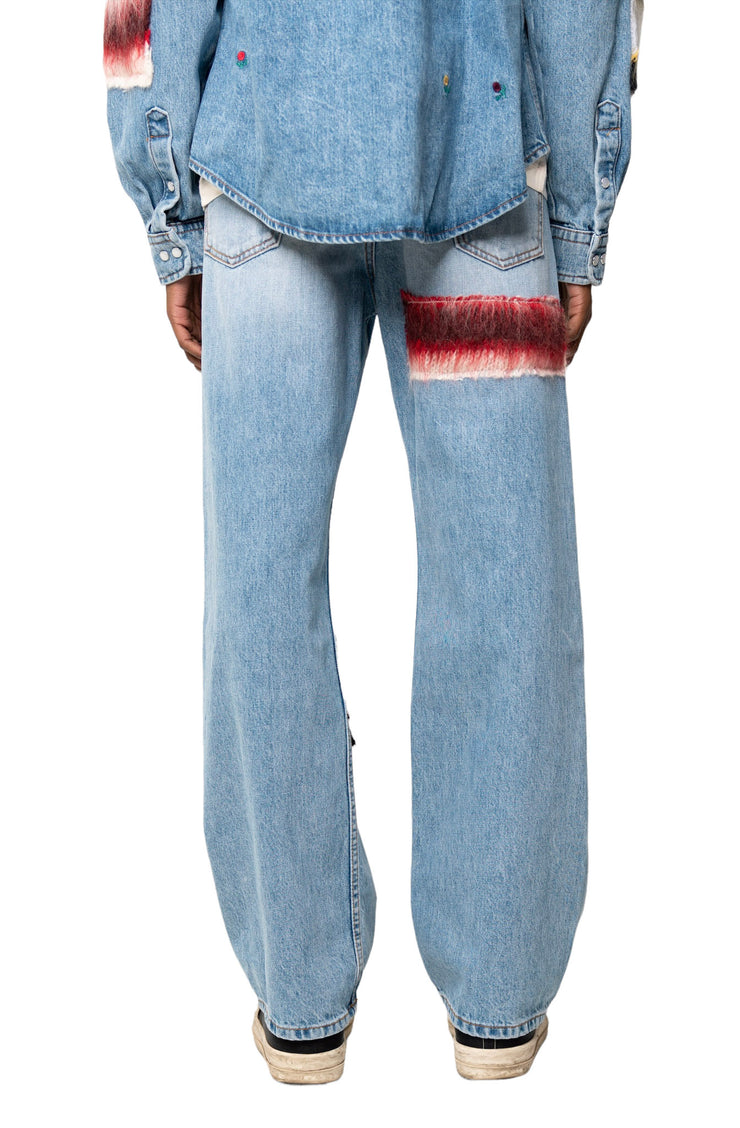 Marni Embroidered Striped Patch Denim