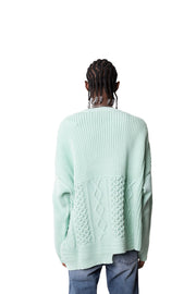 Ambush Patchwork Knit Crewneck Green Lilly