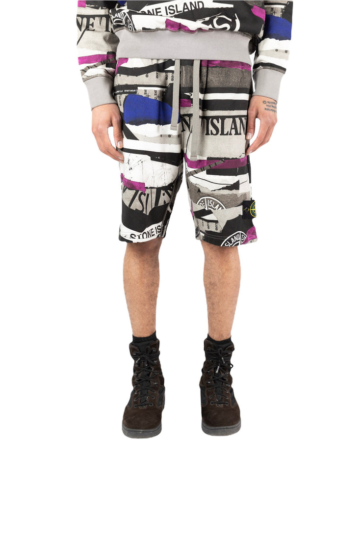 Stone Island All Over Print Multicolor Sweatshorts