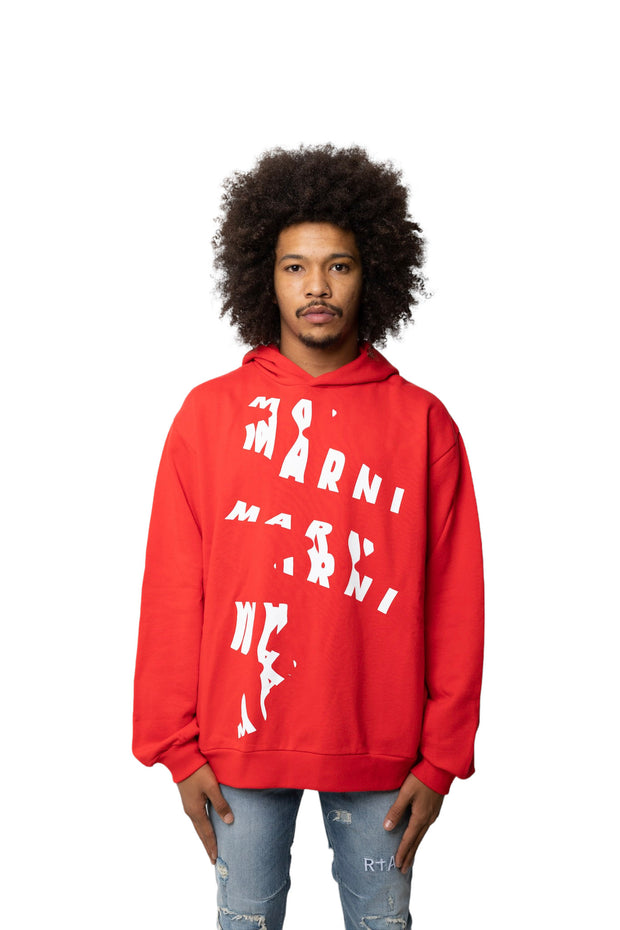 Marni Scanned Logo Sweatshirt Crimson