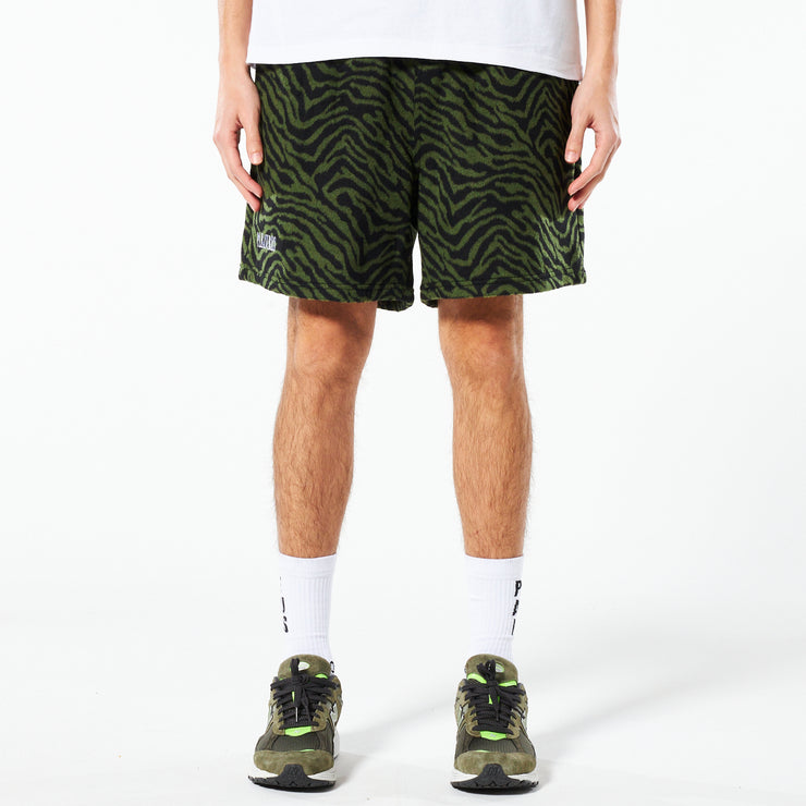Pleasures Breaker Fuzzy Stripe Shorts Green
